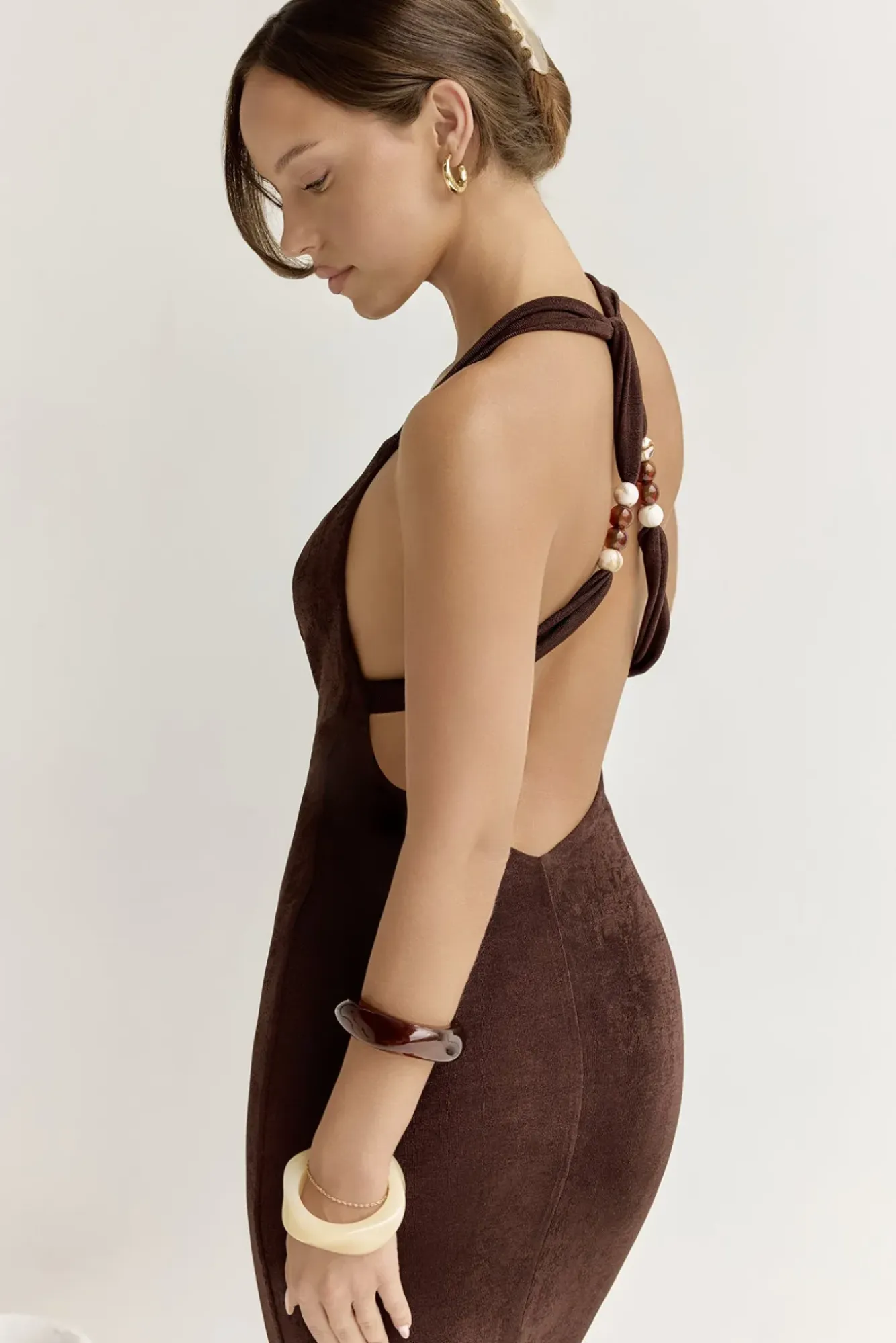 Vacation Dresses|Date Night Dresses>RUNAWAY THE LABEL Enora Maxi Dress Espresso
