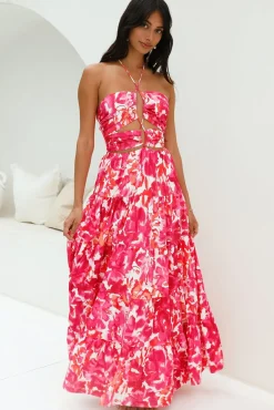 Cocktail Dresses|Brunch Dresses>Hello Molly Enrichment Halter Maxi Dress Pink