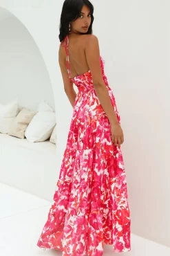 Cocktail Dresses|Brunch Dresses>Hello Molly Enrichment Halter Maxi Dress Pink