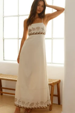 Vacation Dresses|Spring Break Dresses>Hello Molly Escape To Paradise Maxi Dress Beige