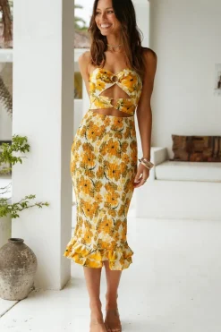 Spring Break Dresses|Date Night Dresses>Hello Molly Espresso Drip Midi Dress