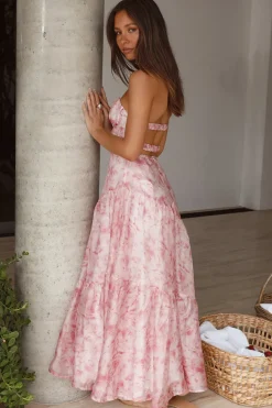 Cocktail Dresses|Brunch Dresses>Hello Molly Essence Strapless Maxi Dress Pink
