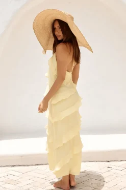 Wedding Guest Dresses|Cocktail Dresses>Hello Molly Ethereal Energy Halter Maxi Dress Yellow