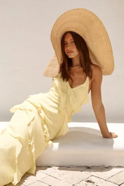Wedding Guest Dresses|Cocktail Dresses>Hello Molly Ethereal Energy Halter Maxi Dress Yellow