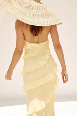 Wedding Guest Dresses|Cocktail Dresses>Hello Molly Ethereal Energy Halter Maxi Dress Yellow