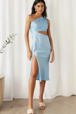 Formal Dresses|Spring Break Dresses>Hello Molly Evening Calling Midi Dress Blue