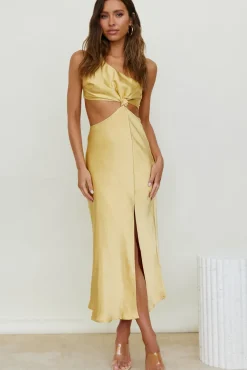 Formal Dresses|Cocktail Dresses>Hello Molly Evening Stars Maxi Dress Yellow