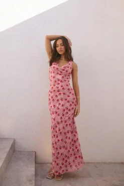 Cocktail Dresses|Date Night Dresses>Hello Molly Everlasting Bouquet Maxi Dress Pink