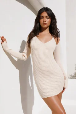 Date Night Dresses|Long Sleeve Dresses>Hello Molly Everlasting Harmony Dress Beige