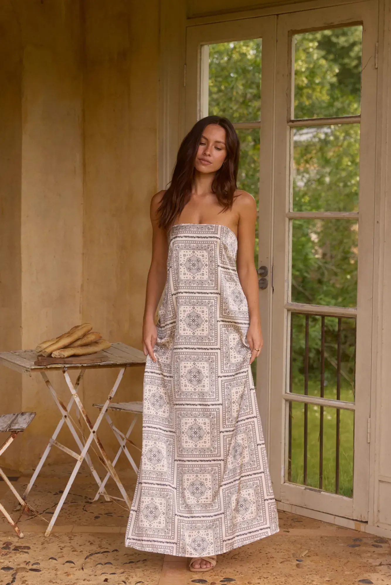 Wedding Guest Dresses|Vacation Dresses>Hello Molly Exotic Nights Strapless Satin Maxi Dress Beige
