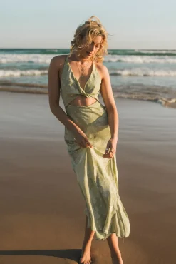 Vacation Dresses|Brunch Dresses>Hello Molly Expectations Maxi Dress Green