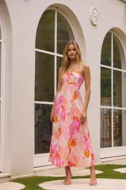 Wedding Guest Dresses|Cocktail Dresses>Hello Molly Fairy Floss Strapless Maxi Dress Pink