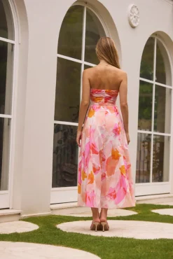 Wedding Guest Dresses|Cocktail Dresses>Hello Molly Fairy Floss Strapless Maxi Dress Pink