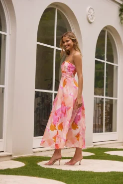 Wedding Guest Dresses|Cocktail Dresses>Hello Molly Fairy Floss Strapless Maxi Dress Pink
