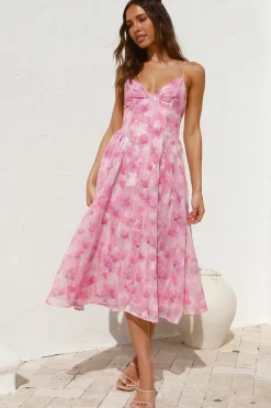 Bump Friendly|Brunch Dresses>Hello Molly Fairytale Daydreams Midi Dress Pink