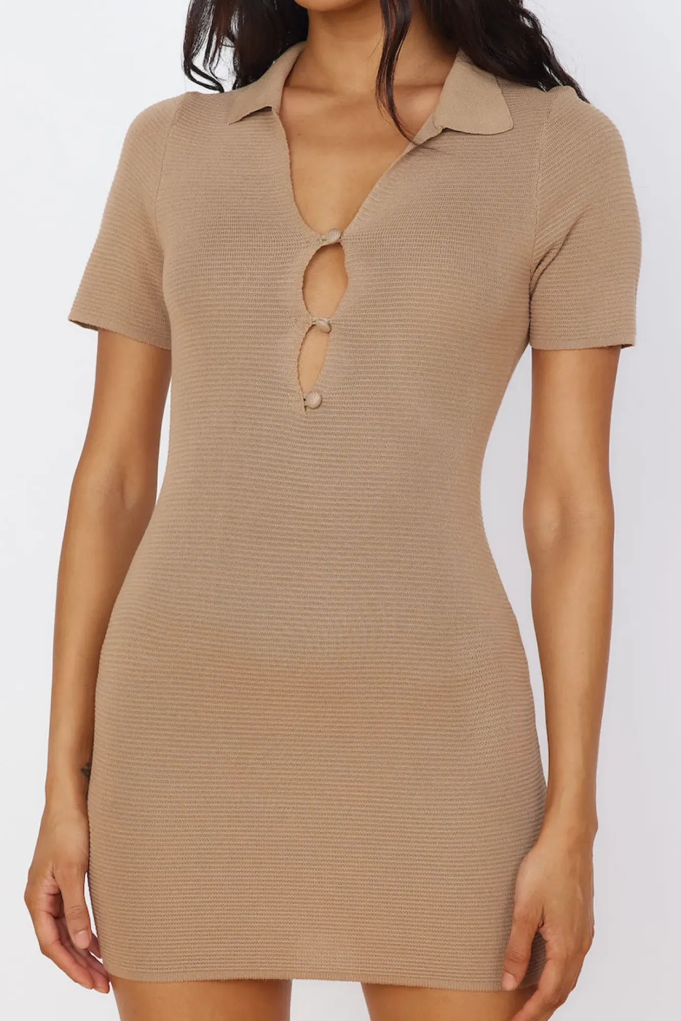 Vacation Dresses|Spring Break Dresses>Hello Molly Feel Good Moments Mini Dress Brown