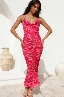 Cocktail Dresses|Summer Dresses>Hello Molly Feeling Joy Midi Dress Red