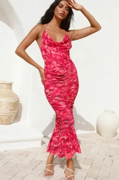 Cocktail Dresses|Summer Dresses>Hello Molly Feeling Joy Midi Dress Red