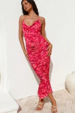 Cocktail Dresses|Summer Dresses>Hello Molly Feeling Joy Midi Dress Red