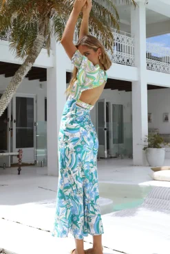 Vacation Dresses|Brunch Dresses>Hello Molly Field Of Stars Maxi Dress Blue