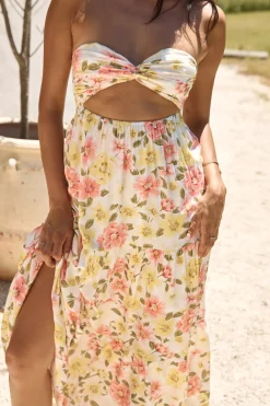 Brunch Dresses|Casual Dresses>Hello Molly Field Wanderer Strapless Maxi Dress Yellow