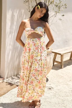 Brunch Dresses|Casual Dresses>Hello Molly Field Wanderer Strapless Maxi Dress Yellow