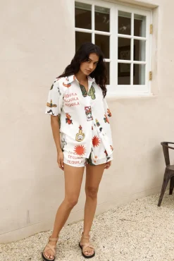Two-Piece Shorts Set>Hello Molly Fiesta Fun Set White