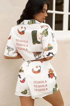 Two-Piece Shorts Set>Hello Molly Fiesta Fun Set White