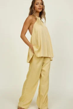 Cropped|Two-Piece Pants Set>Hello Molly Figured Out Set Yellow