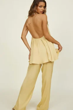 Cropped|Two-Piece Pants Set>Hello Molly Figured Out Set Yellow