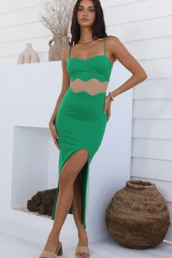 Cocktail Dresses|Maxi Dresses>Hello Molly Find The Words Maxi Dress Green