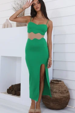 Cocktail Dresses|Maxi Dresses>Hello Molly Find The Words Maxi Dress Green