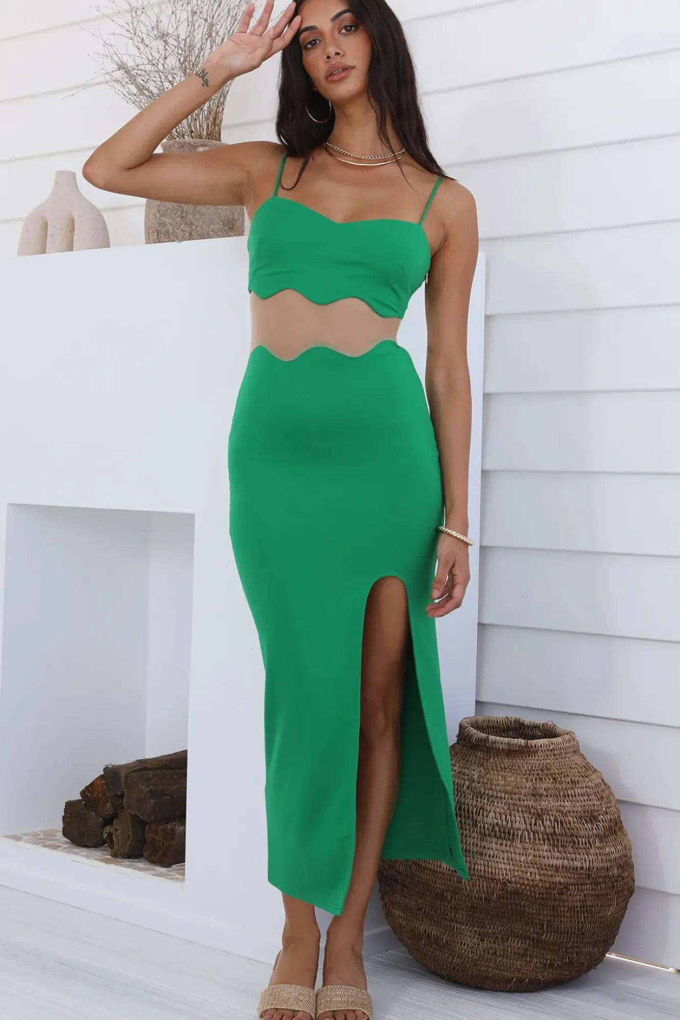 Cocktail Dresses|Maxi Dresses>Hello Molly Find The Words Maxi Dress Green