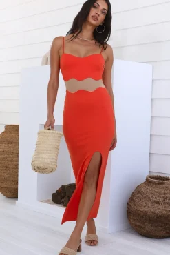 Cocktail Dresses|Maxi Dresses>Hello Molly Find The Words Maxi Dress Orange