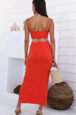 Cocktail Dresses|Maxi Dresses>Hello Molly Find The Words Maxi Dress Orange