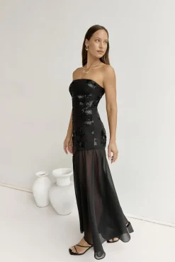 Wedding Guest Dresses|Bridesmaid Dresses>Hello Molly First Class Feelings Strapless Maxi Dress Black