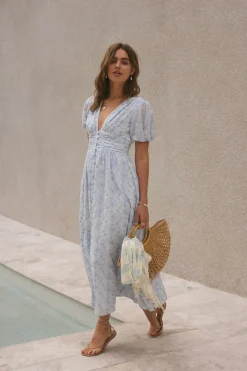 Brunch Dresses|Casual Dresses>Hello Molly Floral Dreams Maxi Dress Blue