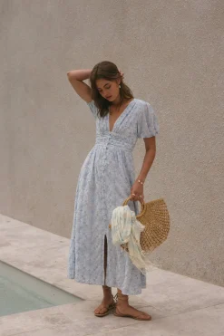 Brunch Dresses|Casual Dresses>Hello Molly Floral Dreams Maxi Dress Blue