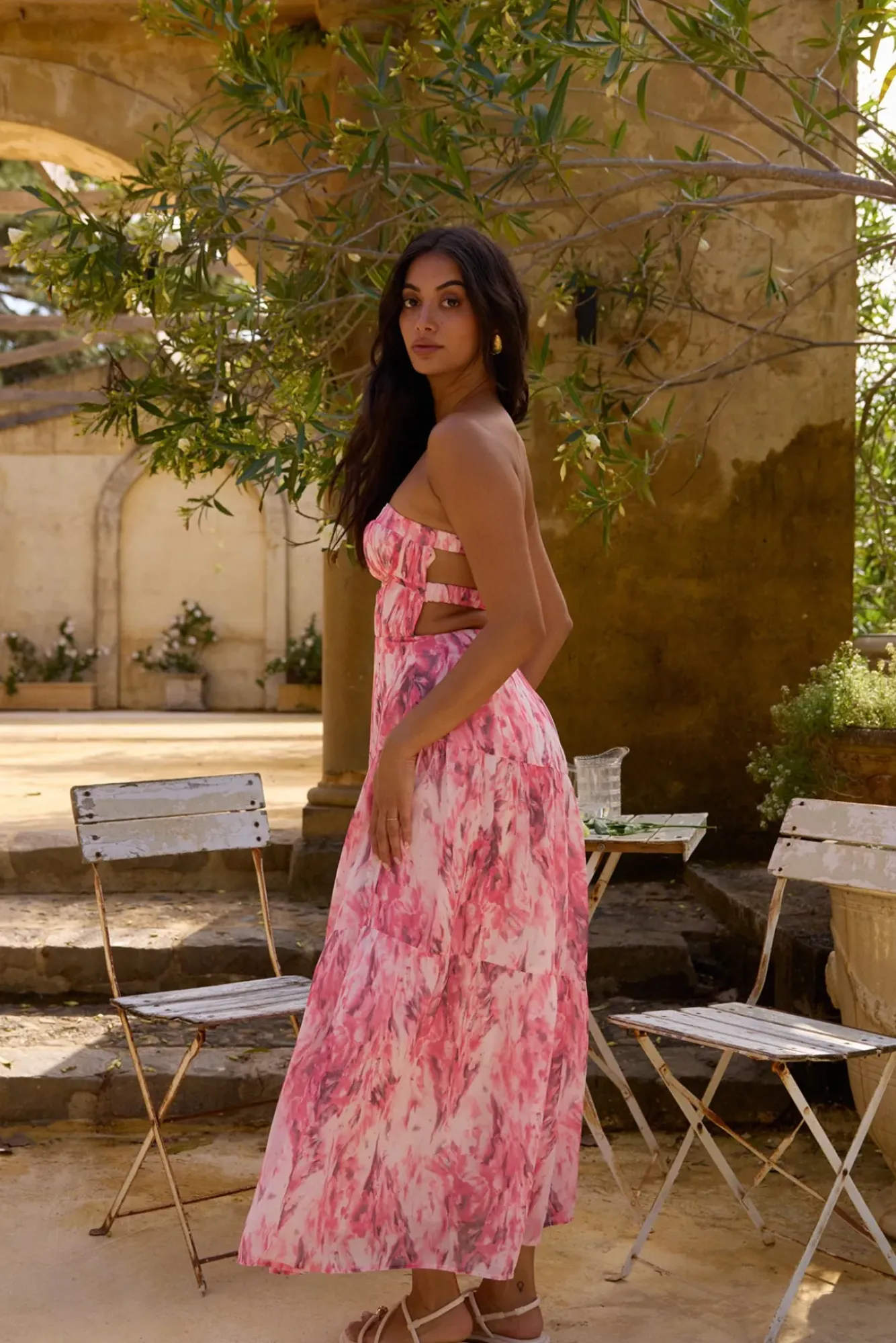 Wedding Guest Dresses|Formal Dresses>Hello Molly Floral Dreams Strapless Maxi Dress Pink