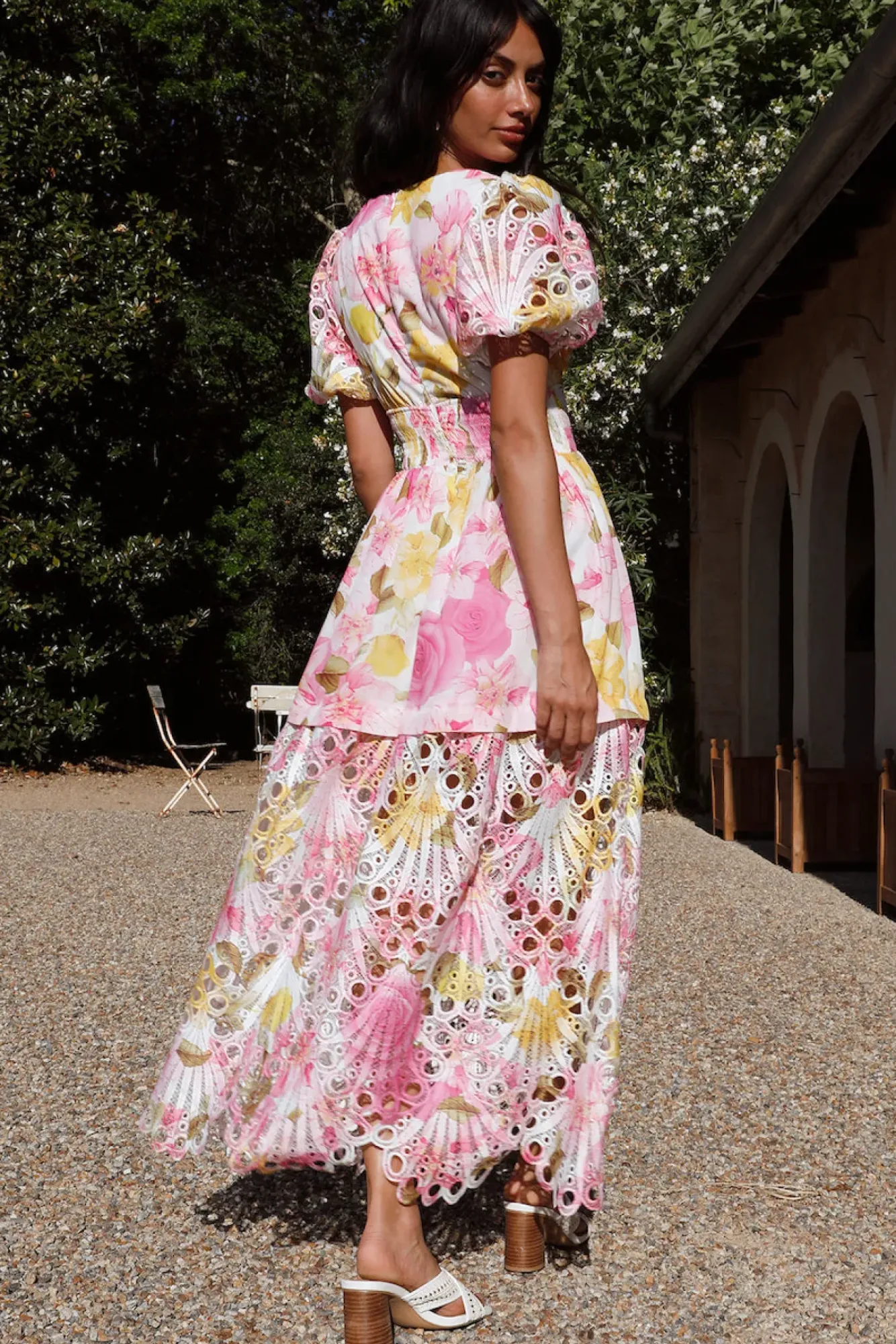 Cocktail Dresses|Brunch Dresses>Hello Molly Floral Skies Maxi Dress Pink