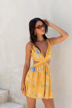 Vacation Dresses|Casual Dresses>Hello Molly Florence Mini Dress Yellow