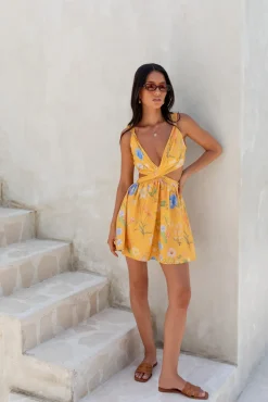 Vacation Dresses|Casual Dresses>Hello Molly Florence Mini Dress Yellow