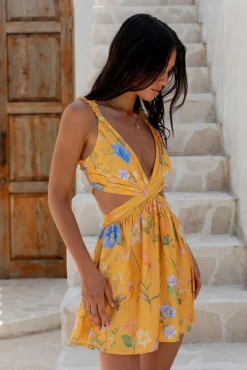 Vacation Dresses|Casual Dresses>Hello Molly Florence Mini Dress Yellow