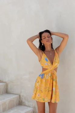 Vacation Dresses|Casual Dresses>Hello Molly Florence Mini Dress Yellow