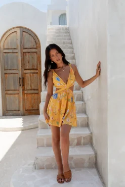 Vacation Dresses|Casual Dresses>Hello Molly Florence Mini Dress Yellow