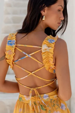 Vacation Dresses|Casual Dresses>Hello Molly Florence Mini Dress Yellow