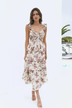 Wedding Guest Dresses|Formal Dresses>SOFIE THE LABEL Florienne Tiered Midi Dress Mauve