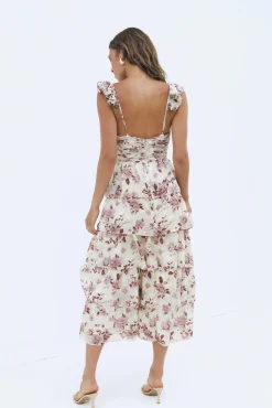 Wedding Guest Dresses|Formal Dresses>SOFIE THE LABEL Florienne Tiered Midi Dress Mauve