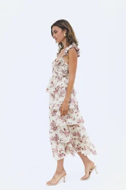 Wedding Guest Dresses|Formal Dresses>SOFIE THE LABEL Florienne Tiered Midi Dress Mauve