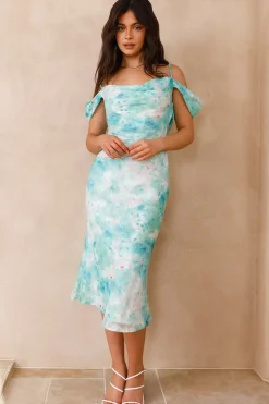 Wedding Guest Dresses|Cocktail Dresses>Hello Molly Flower Breeze Midi Dress Green